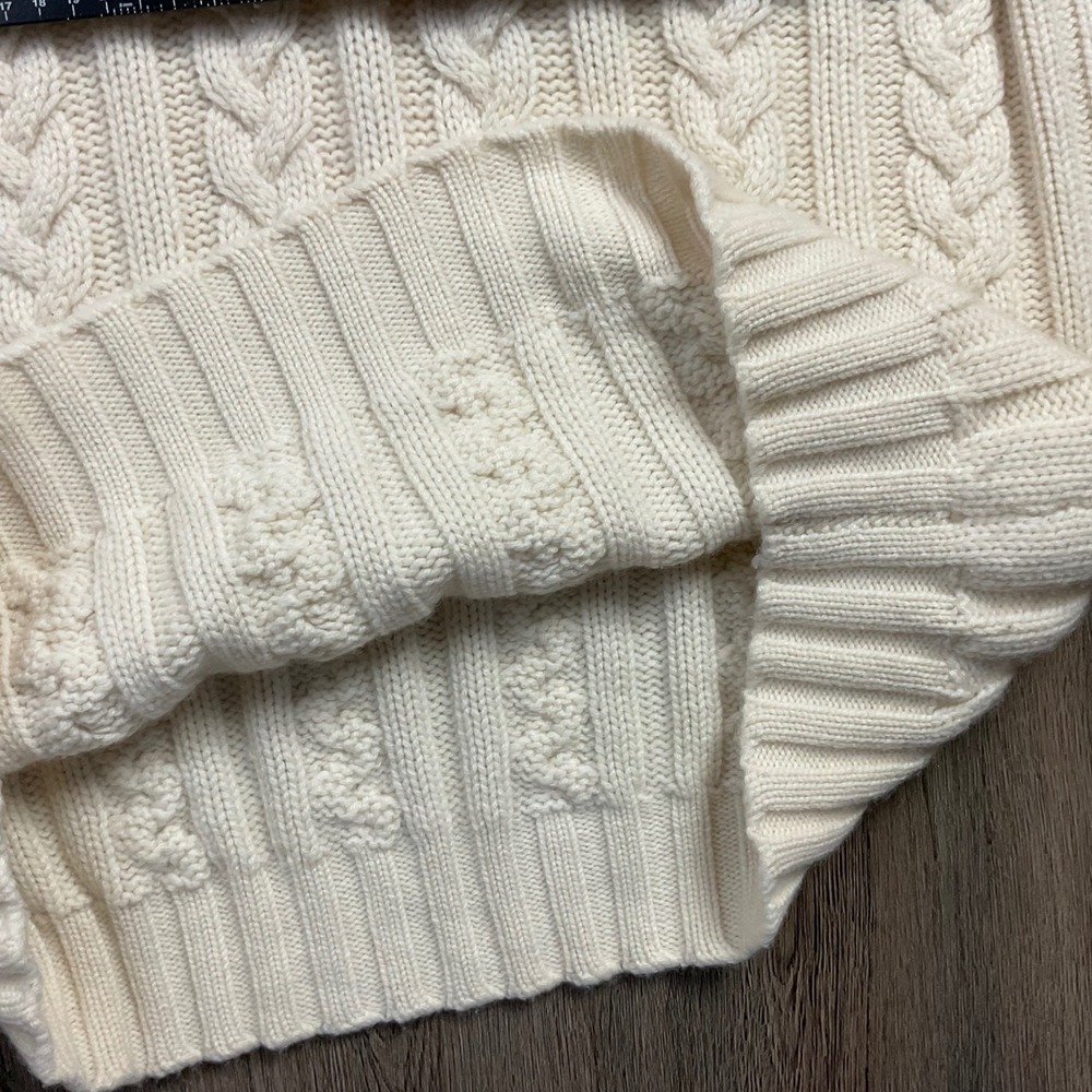 Daniel Cremieux Signature Sweater Mens Large Cream Cashmere 1/4 Zip Fisherman - Picture 4 of 9